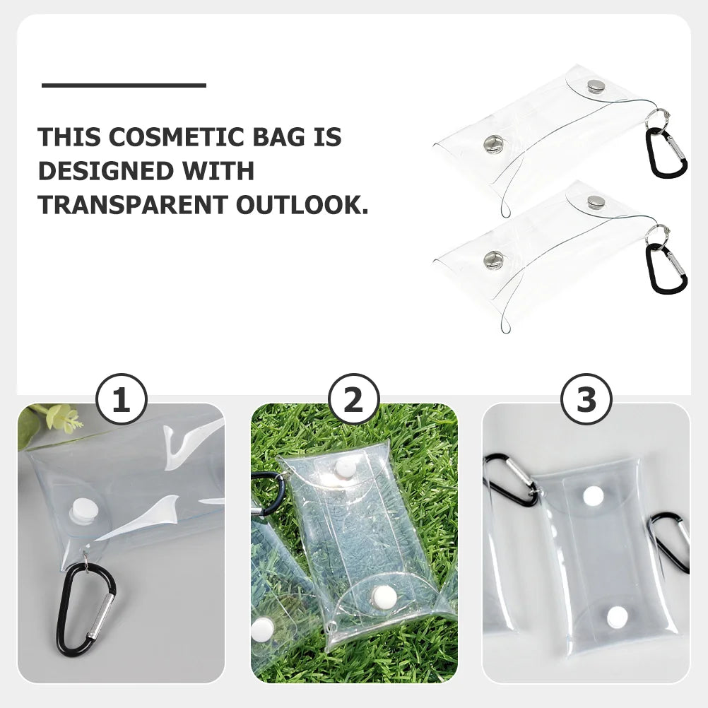 Clear Purse Bag Pouch Holder Small Mini Wallet Keychain Credit Card Case