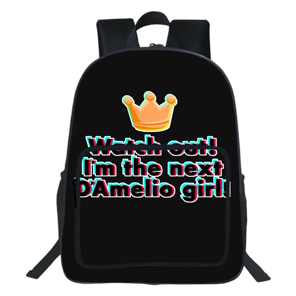 Charli Damelio Backpack Children Bag All-match Student School Bag
