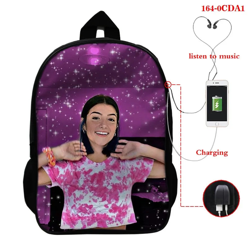 Charli Damelio Backpack Teens School Backpack boys girls School Bags
