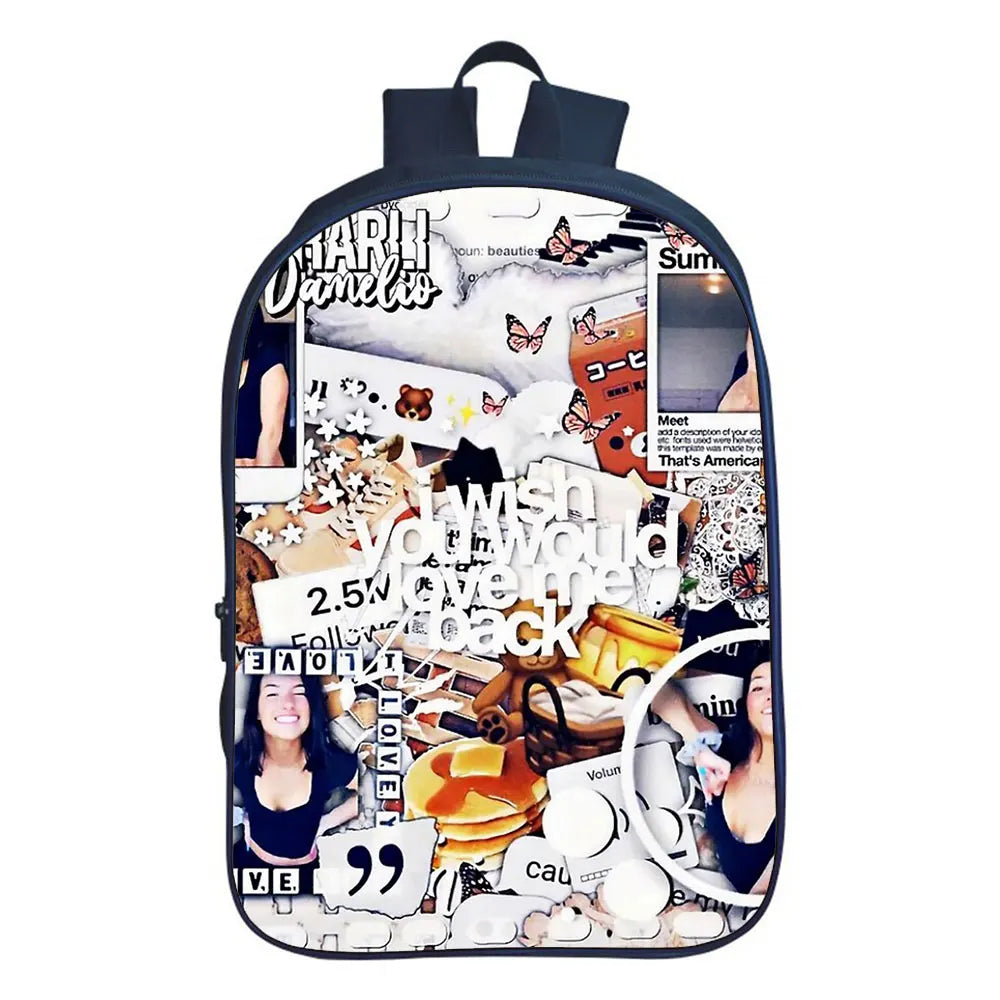 Charli Damelio Double-layer Backpack 16 Inches Unisex Mochila