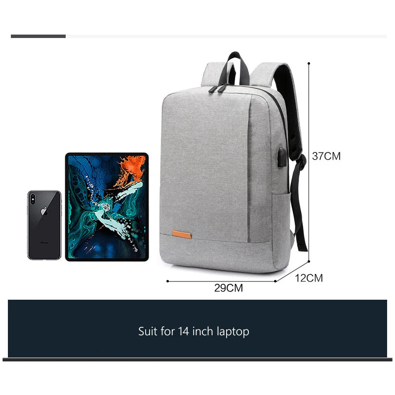 Waterproof Nylon 14 in Laptop Backpack USB Charging School Bag Men Women