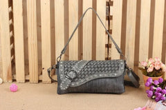 Women Leather Denim Shoulder Crossbody Handbag