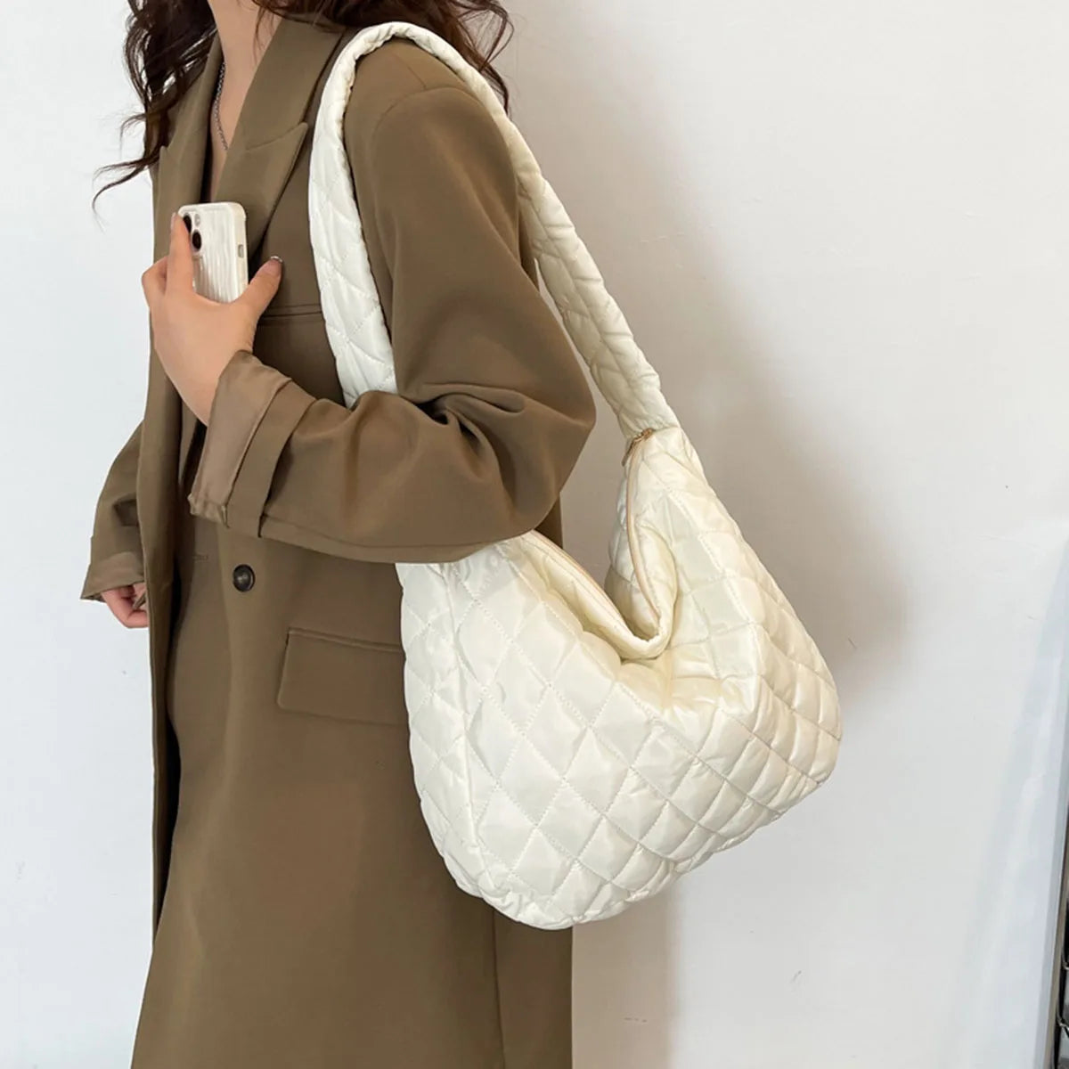 Winter Down Tote Bag Large Women's Handbag