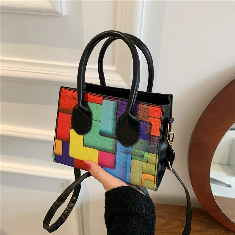Women's Cartoon Print Shoulder Tote Bag Small Handbag