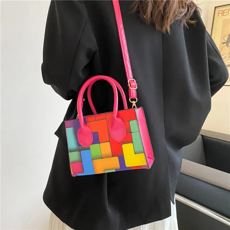Women's Cartoon Print Shoulder Tote Bag Small Handbag