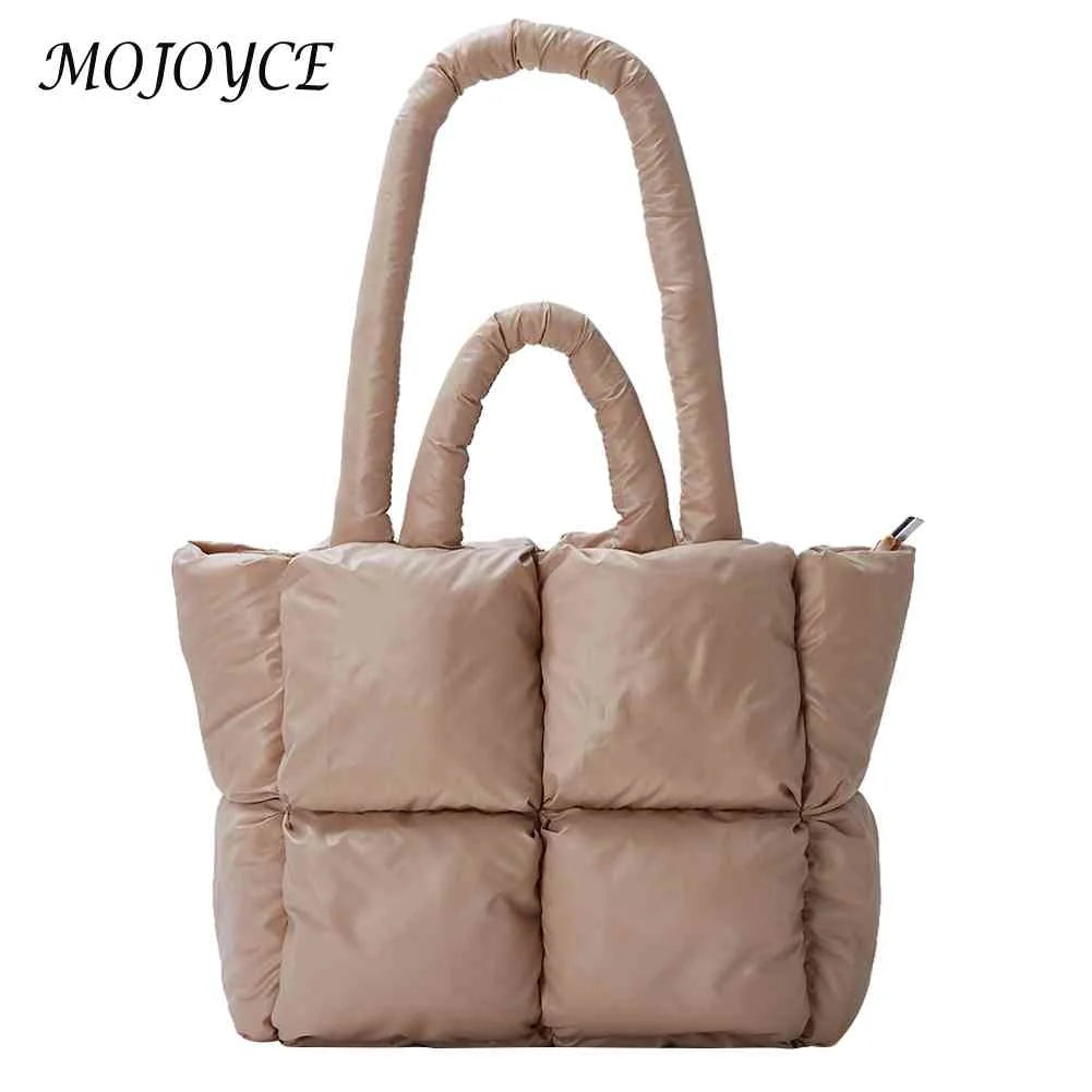 Cotton-Padded Bag Winter Top-handle Bag Solid Soft Nylon Casual Portable Girls