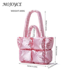 Cotton-Padded Bag Winter Top-handle Bag Solid Soft Nylon Casual Portable Girls
