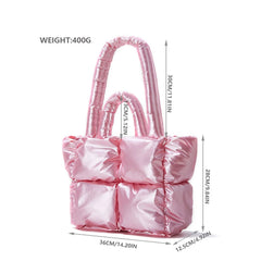Women Winter Down Bag Portable Nylon Casual Warm Top-handle Bag