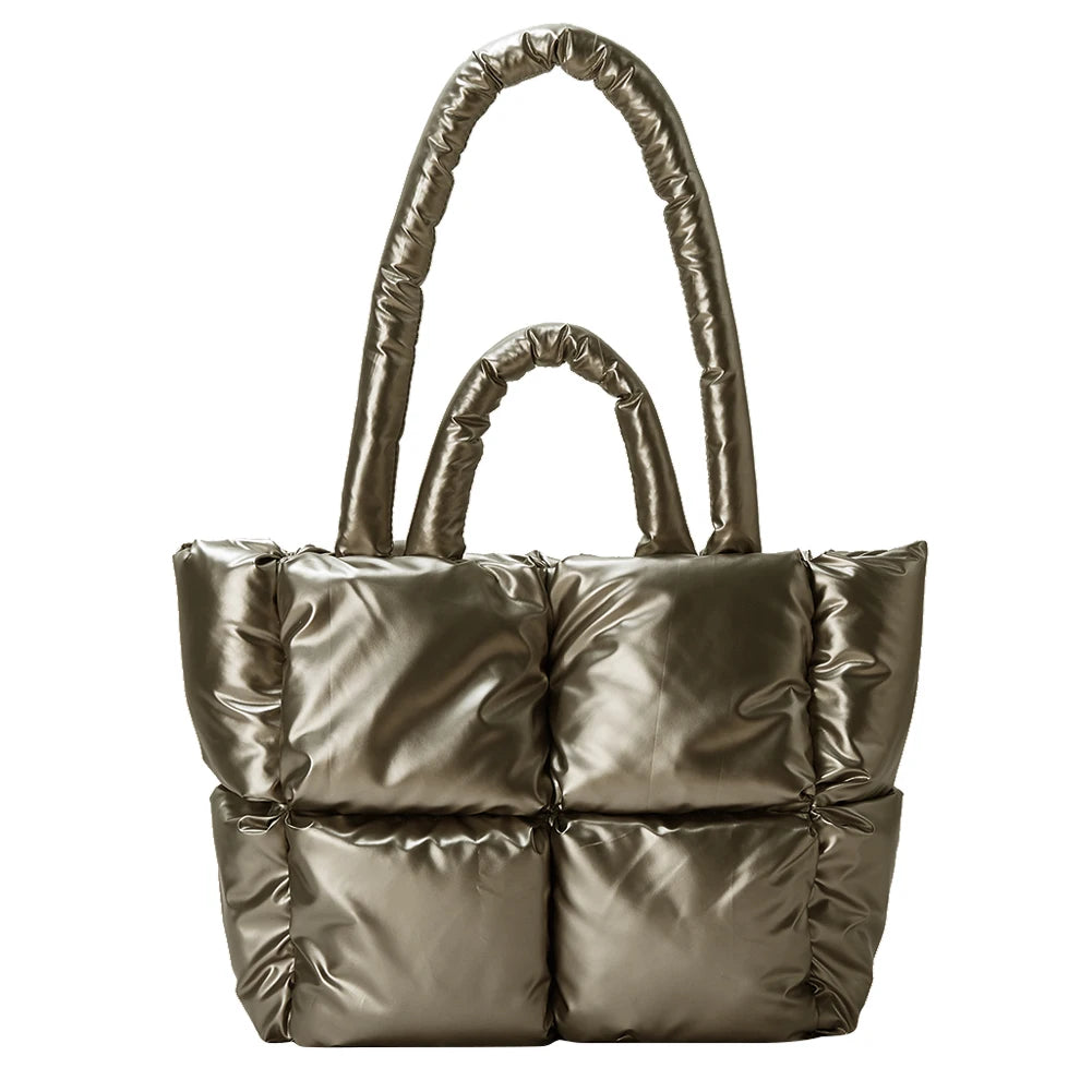 Women Winter Down Bag Portable Nylon Casual Warm Top-handle Bag