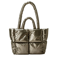 Women Winter Down Bag Portable Nylon Casual Warm Top-handle Bag