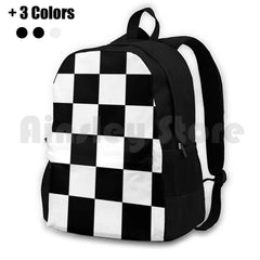 Checkered Outdoor Hiking Backpack Waterproof Camping Travel Squares Chess