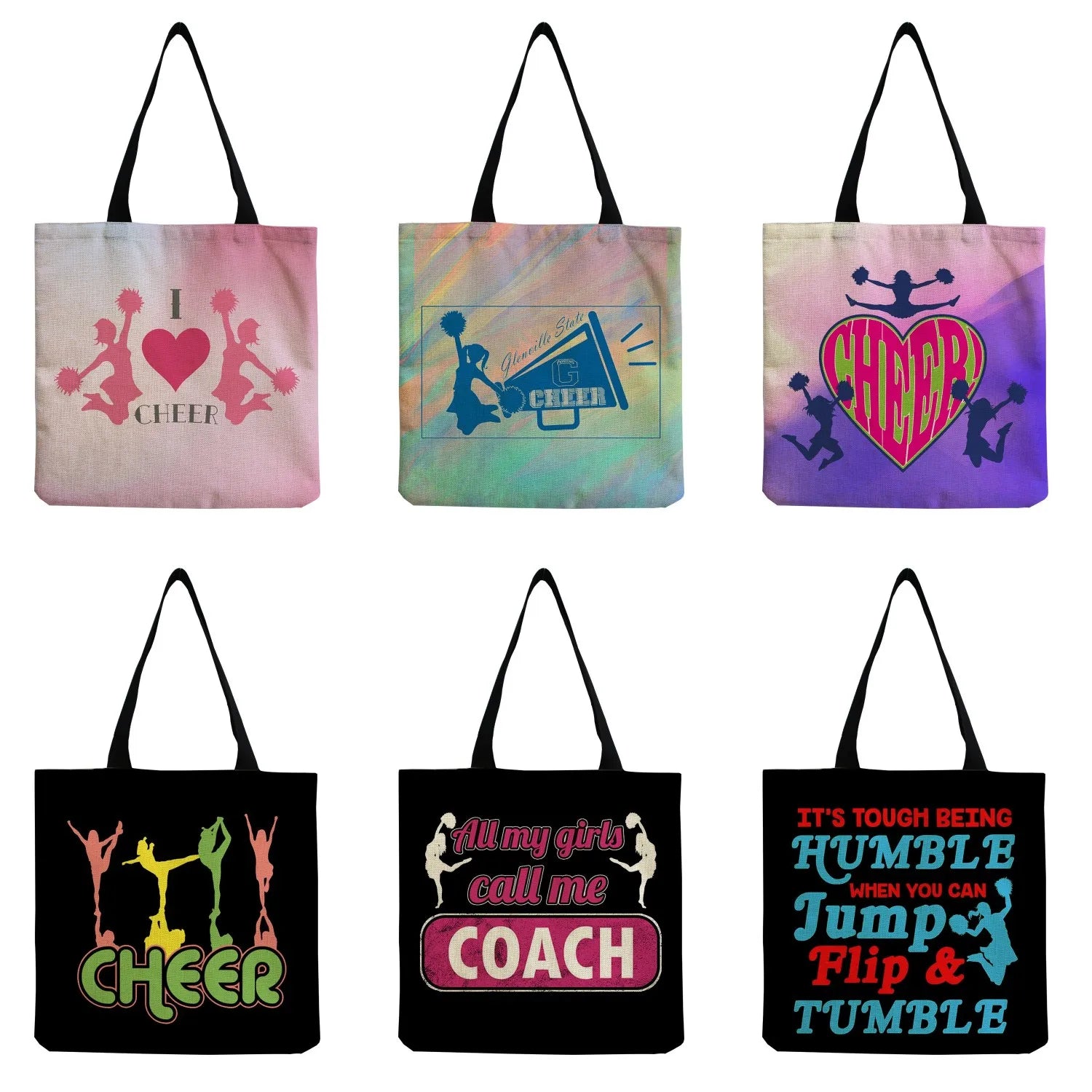 Cheerleading Printed Handbag Eco Reusable Foldable Shopping Bag Preppy Style