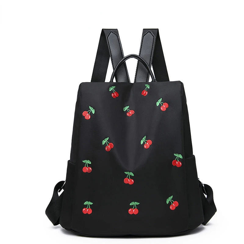 Cherry Printing Women Backpacks Large Capacity Laptop Backpack