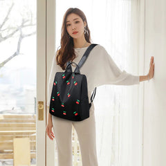 Cherry Printing Women Backpacks Large Capacity Laptop Backpack