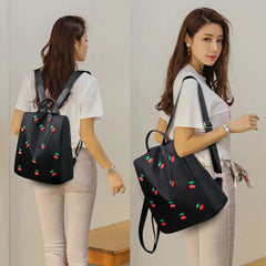 Cherry Printing Women Backpacks Large Capacity Laptop Backpack