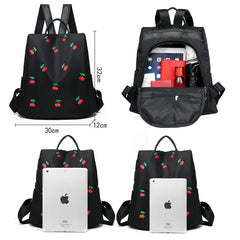 Cherry Printing Women Backpacks Large Capacity Laptop Backpack