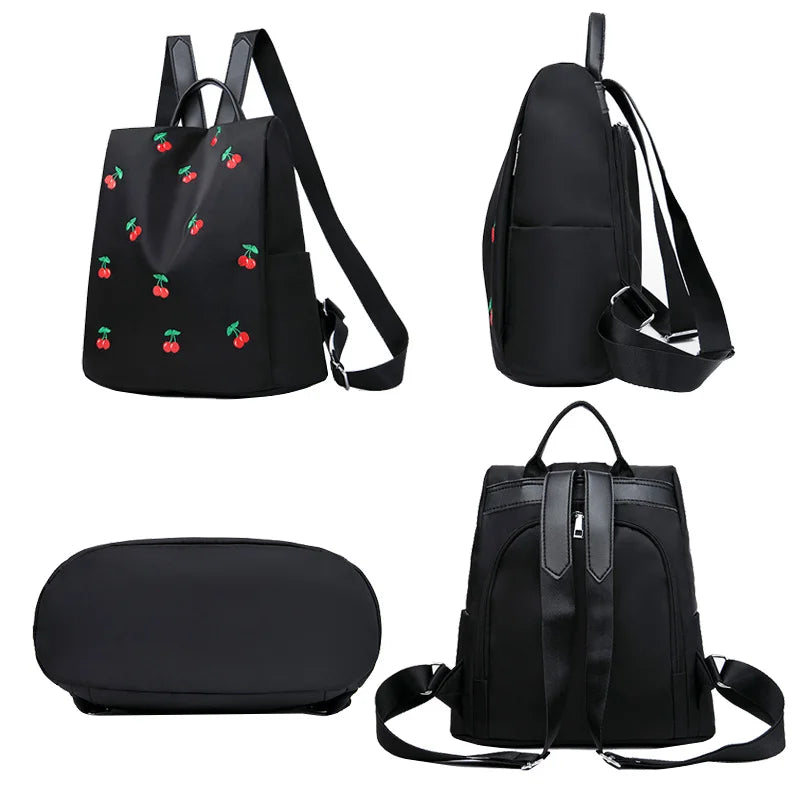 Cherry Printing Women Backpacks Large Capacity Laptop Backpack