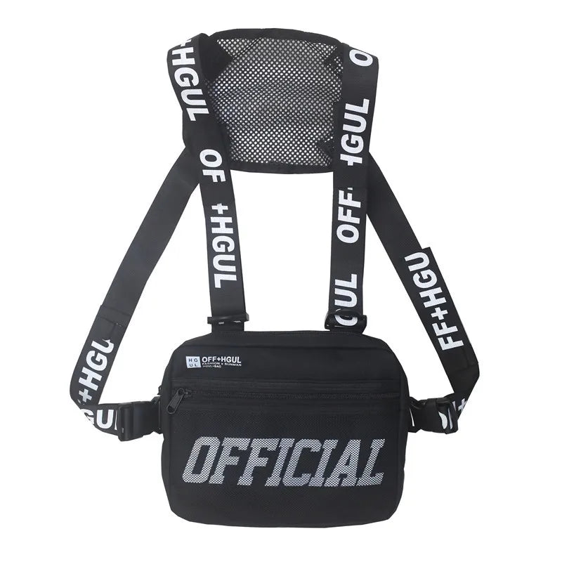 Men's Letter Print Vest Chest Bag Streetwear Backpack