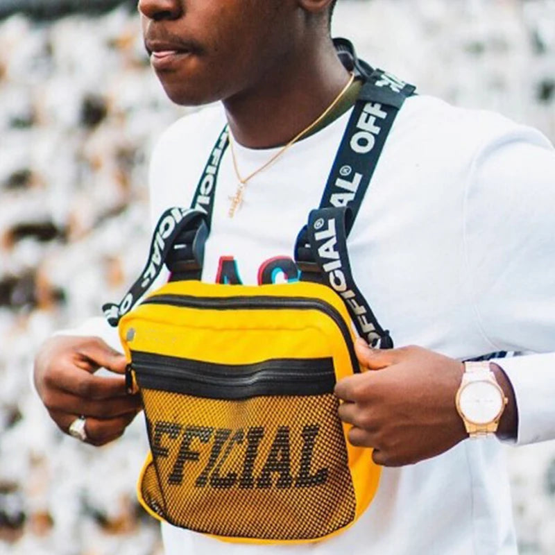 Men's Letter Print Vest Chest Bag Streetwear Backpack