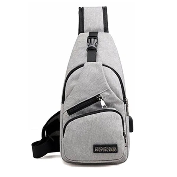 Men's Oxford Chest Bag USB Charging Crossbody