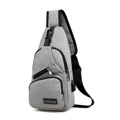 Men's Oxford Chest Bag USB Charging Crossbody