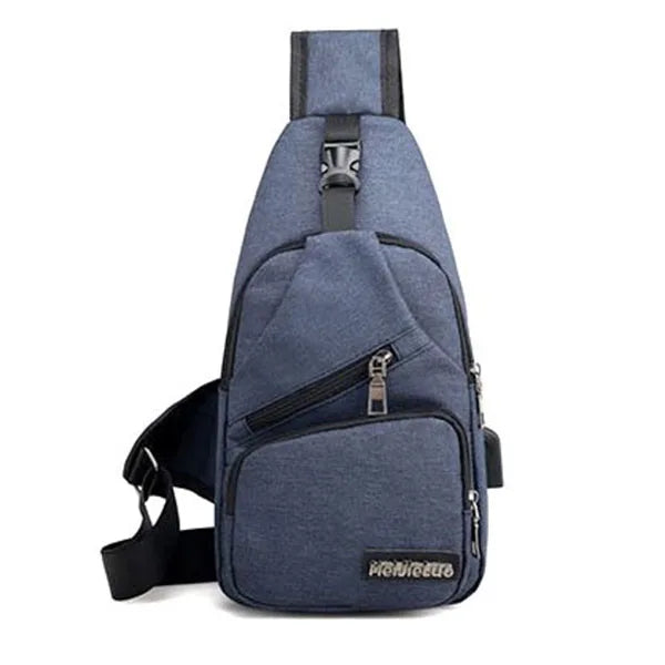 Men's Oxford Chest Bag USB Charging Crossbody