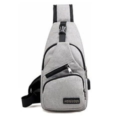 Men's Oxford Chest Bag USB Charging Crossbody