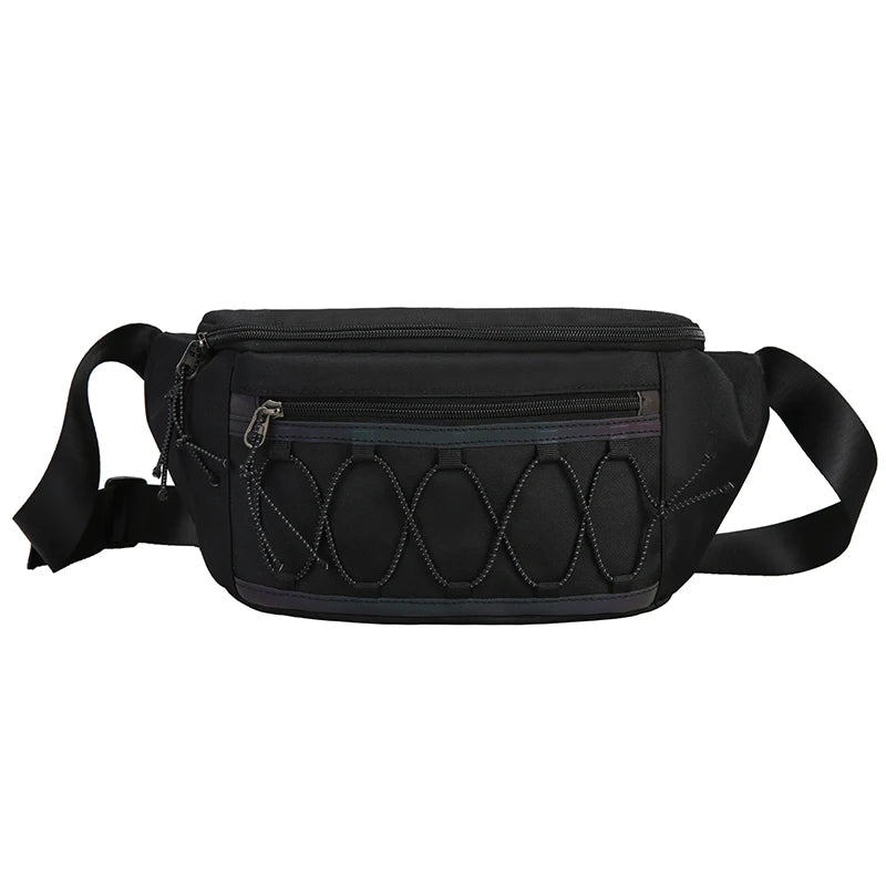 Men's Canvas Waist Bag Reflective Crossbody Pack