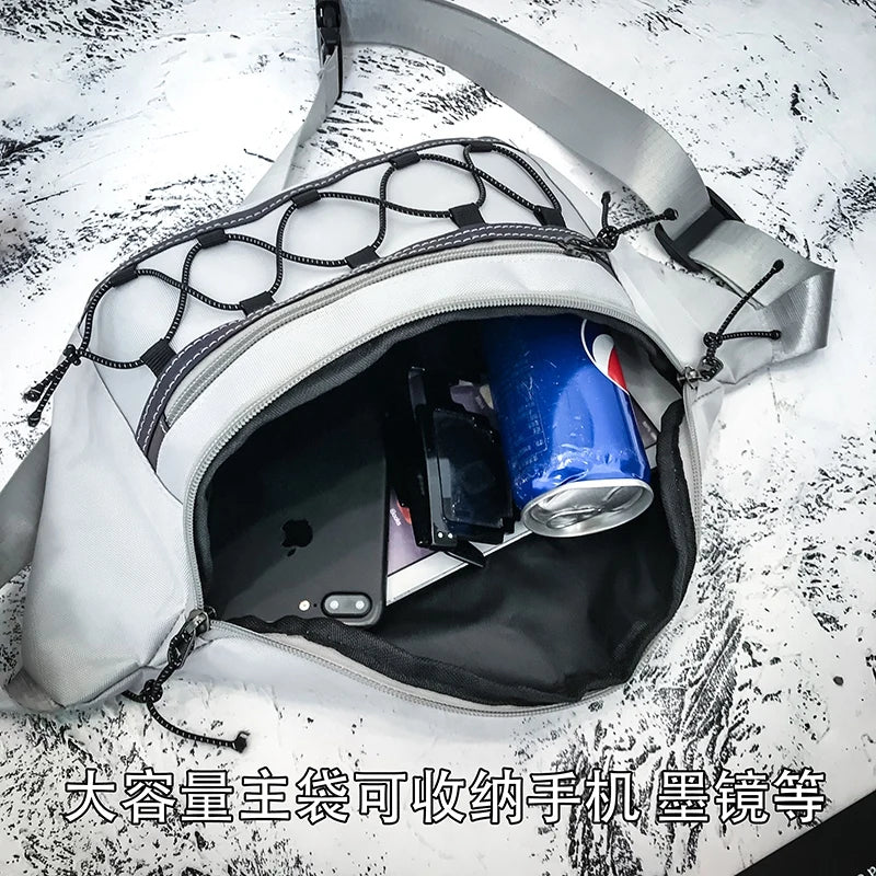 Men's Canvas Waist Bag Reflective Crossbody Pack