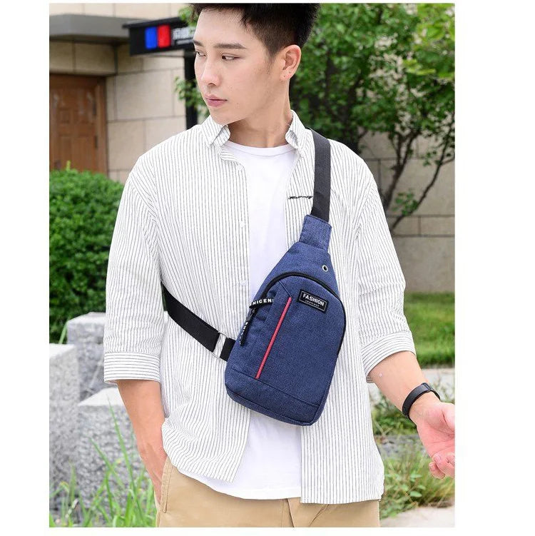 Mens Nylon Canvas Chest Bag Shoulder Messenger Backpack