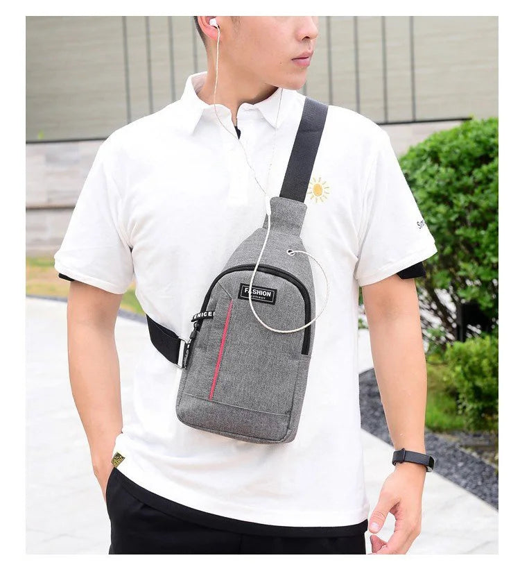 Mens Nylon Canvas Chest Bag Shoulder Messenger Backpack