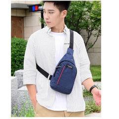 Mens Nylon Canvas Chest Bag Shoulder Messenger Backpack