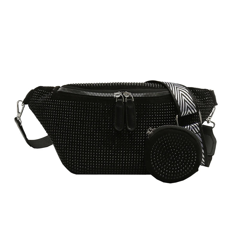 Women's Chest Crossbody Shoulder Bag Rivet Waist Pack Handbag
