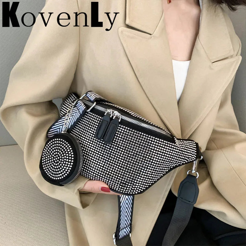 Women's Chest Crossbody Shoulder Bag Rivet Waist Pack Handbag