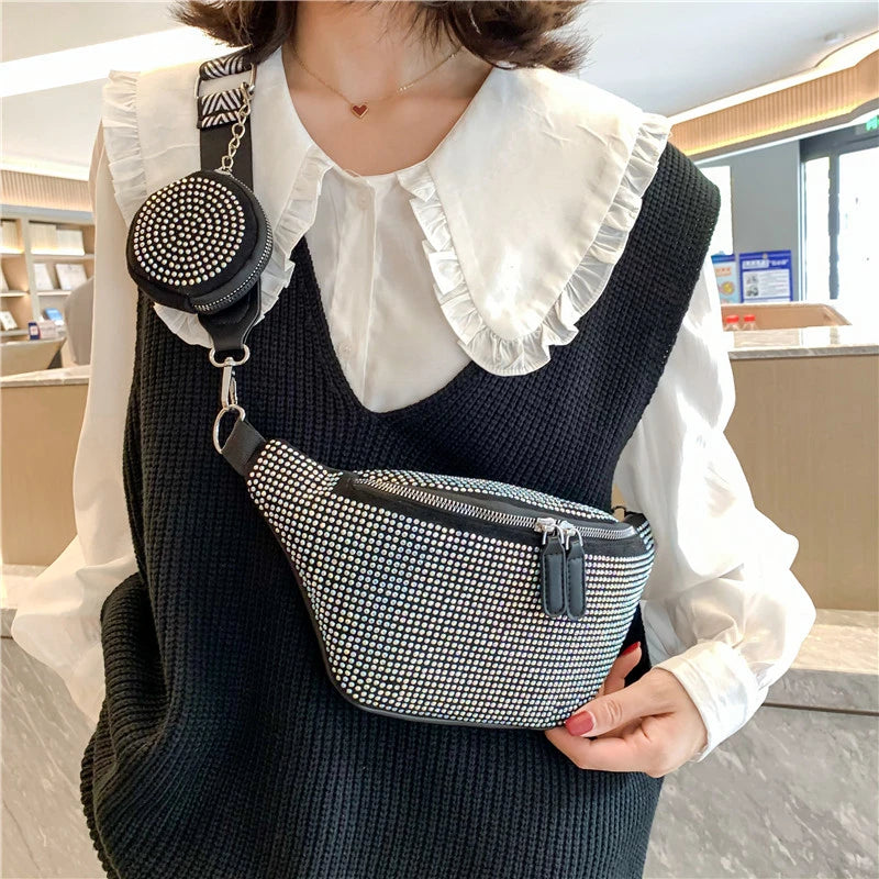 Women's Chest Crossbody Shoulder Bag Rivet Waist Pack Handbag