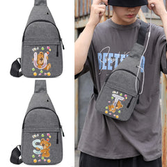 Canvas Shoulder Bag Crossbody Pack Small Bear Letter Print