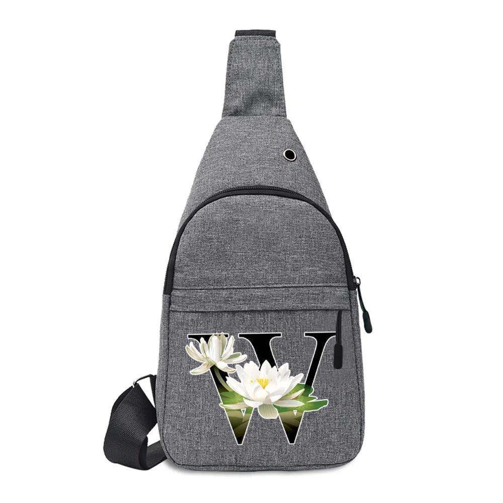 Letter Print Waist Bag Wide Strap Mini Chest Wallet