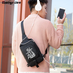 Men's Messenger Bag USB Charging Shoulder Bag Sports Large capacity Anti-theft C