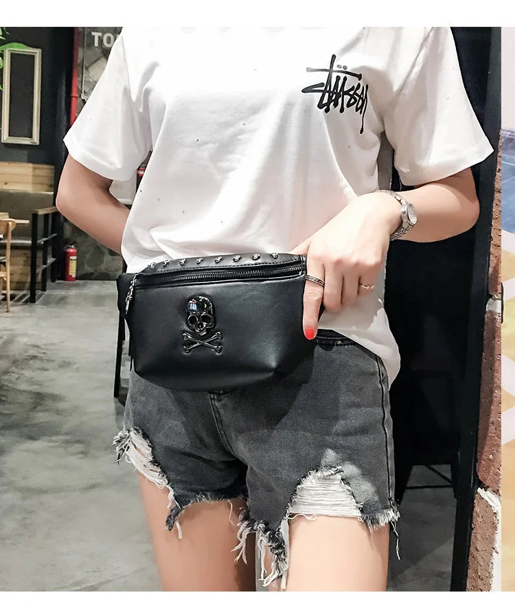Skull Chest Bag Waist Shoulder Messenger Fanny Pack