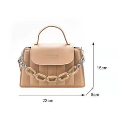 Pleated Leather Clutch Bag with Chain Strap