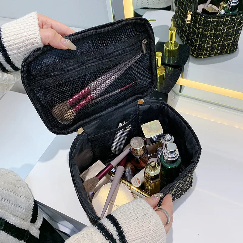 Large Capacity Cylinder Cosmetic Bag Travel Storage Makeup Case