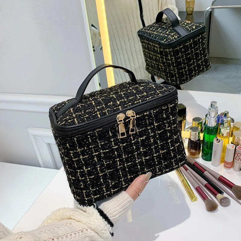 Large Capacity Cylinder Cosmetic Bag Travel Storage Makeup Case