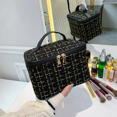 Large Capacity Cylinder Cosmetic Bag Travel Storage Makeup Case