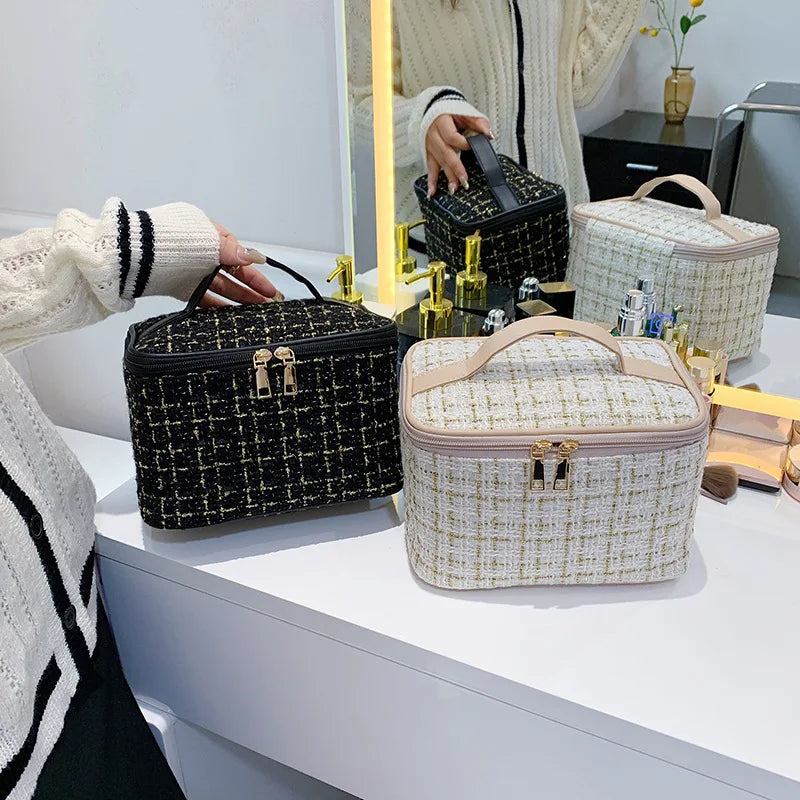 Large Capacity Cylinder Cosmetic Bag Travel Storage Makeup Case