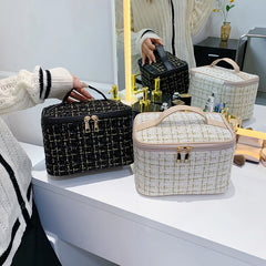 Large Capacity Cylinder Cosmetic Bag Travel Storage Makeup Case