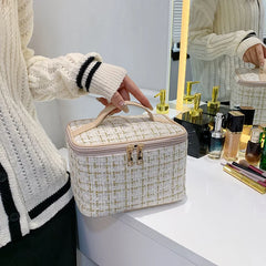 Large Capacity Cylinder Cosmetic Bag Travel Storage Makeup Case