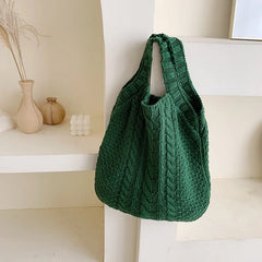 Large Capacity Knitting Shopping Bag Portable Wool Bag Women Totes Purses
