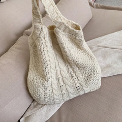 Large Capacity Knitting Shopping Bag Portable Wool Bag Women Totes Purses