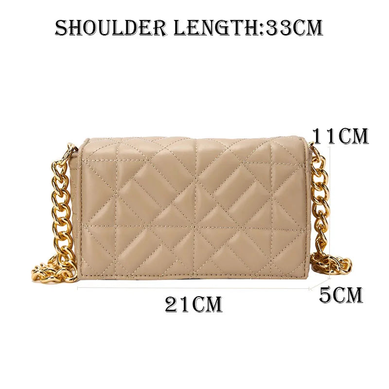 Green Shoulder Bag Small Flap Metal Chain Soft PU Handbags Women Bags