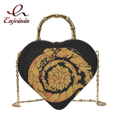 Heart Shape Party Clutch Evening Bag Purses Chain Shoulder Bag